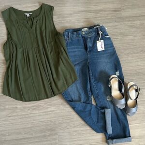 Army Green Plus Size Top